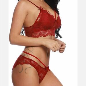 Women Sexy Lingerie Babydoll Bra Lace Bralette and Panty Set Sleepwear Set